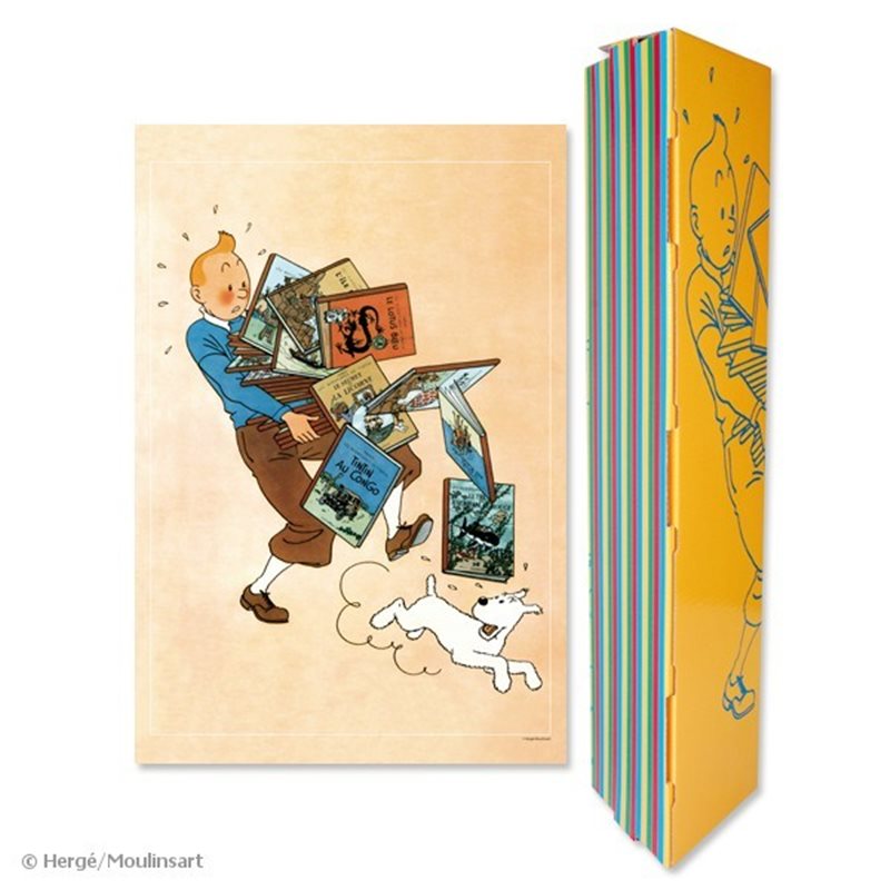 Tim und Struppi Poster: Tim mit Bücherstapel (Moulinsart 23003)