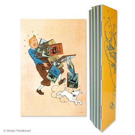 Poster Tintin with books