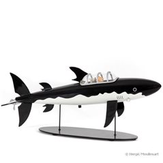 Figurine resin Tintin and Snowy in the shark submarine