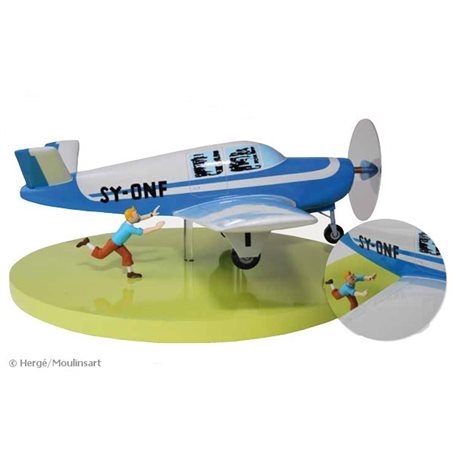 Kunstharzfigur Tim und Struppi Flugzeug Beechcraft A35