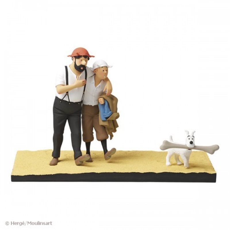 Tintin Statue Resin Fariboles: Tintin, Captain Haddock and Snowy (Collection Privilège, Moulinsart 44006)