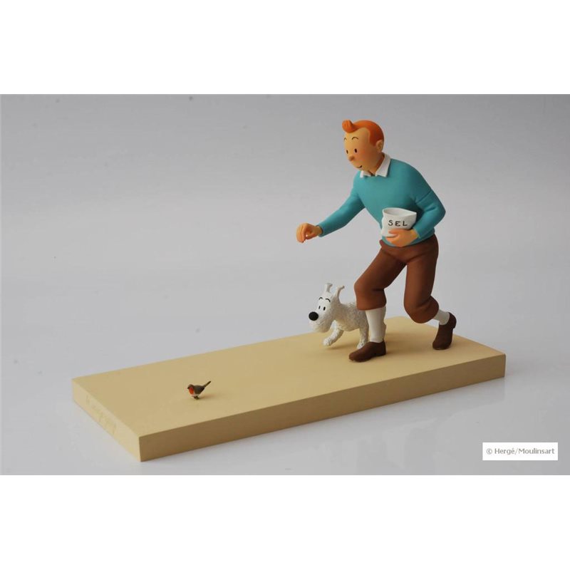 Figurine resin Tintin and Snowy with bird, No 219