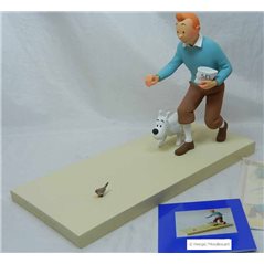 Figurine resin Tintin and Snowy with bird