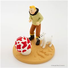 Figurine resin Tintin and Snowy with mushroom