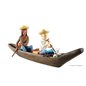 Figurine resin Tintin and Snowy Piroge canoe