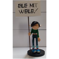 Gaston Lagaffe Figur: Gaston mit Schild "Eile mit Weile" (Plastoy 287)