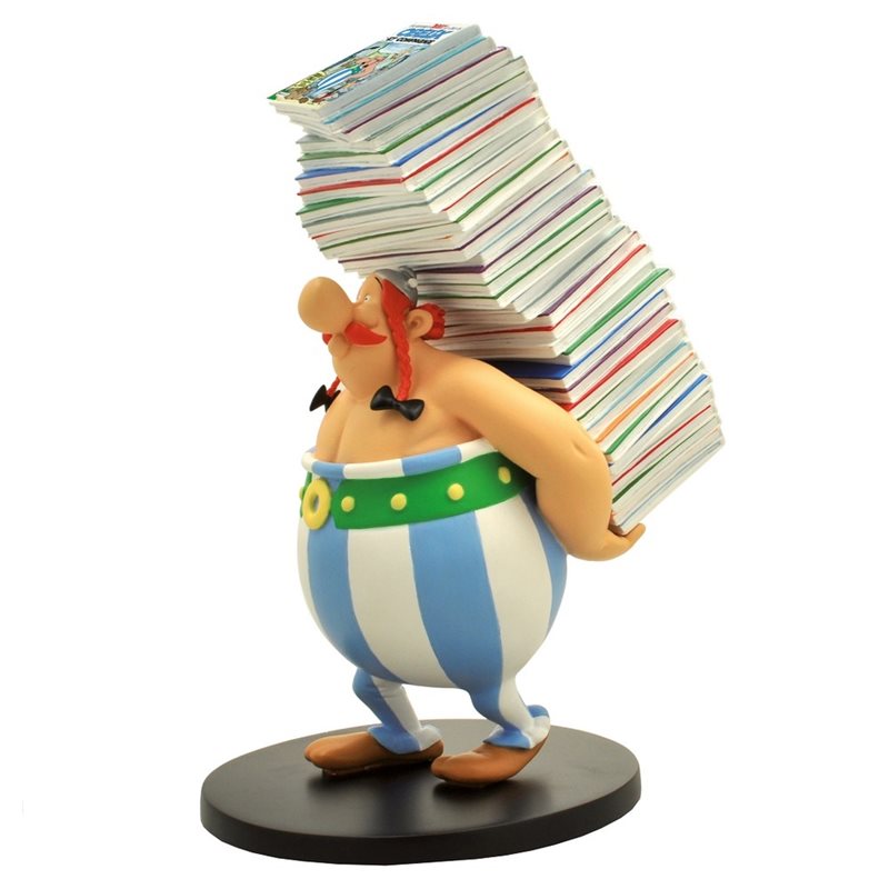 Asterix Resin Statue: Obelix with pile of comics (Plastoy 00124)