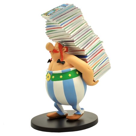 Figur Obelix mit Bücherstapel (Plastoy 00124)