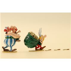 Asterix & Obelix Figur: Metallfiguren Szene Obelix mit Amerix aus Die goldene Sichel (Pixi 2360)