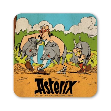 Asterix & Obelix Untersetzer Wildschweinjagt, 10x10 cm