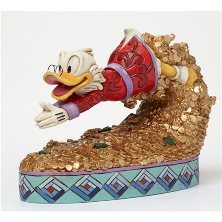 Walt Disney Figur: Kunstharzfigur Dagobert Duck springt ins Geldbad (Enesco 4046055)