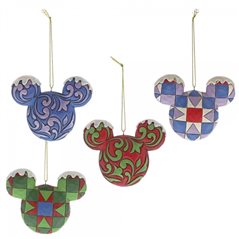 Christmas Mickey Mouse Hanging Ornament Set of 4, 7 cm (Enesco A29543) 