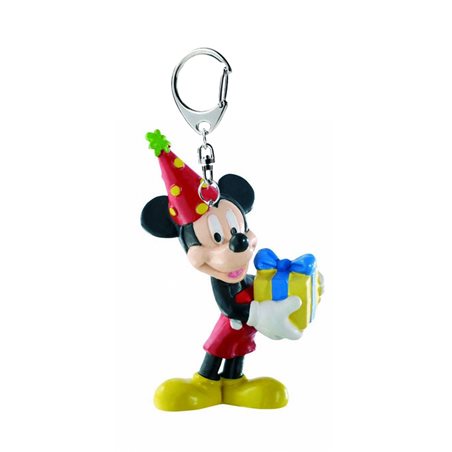 Walt Disney Schlüsselanhänger: Micky Maus mit Geschenk, 7,5 cm (Bullyland)