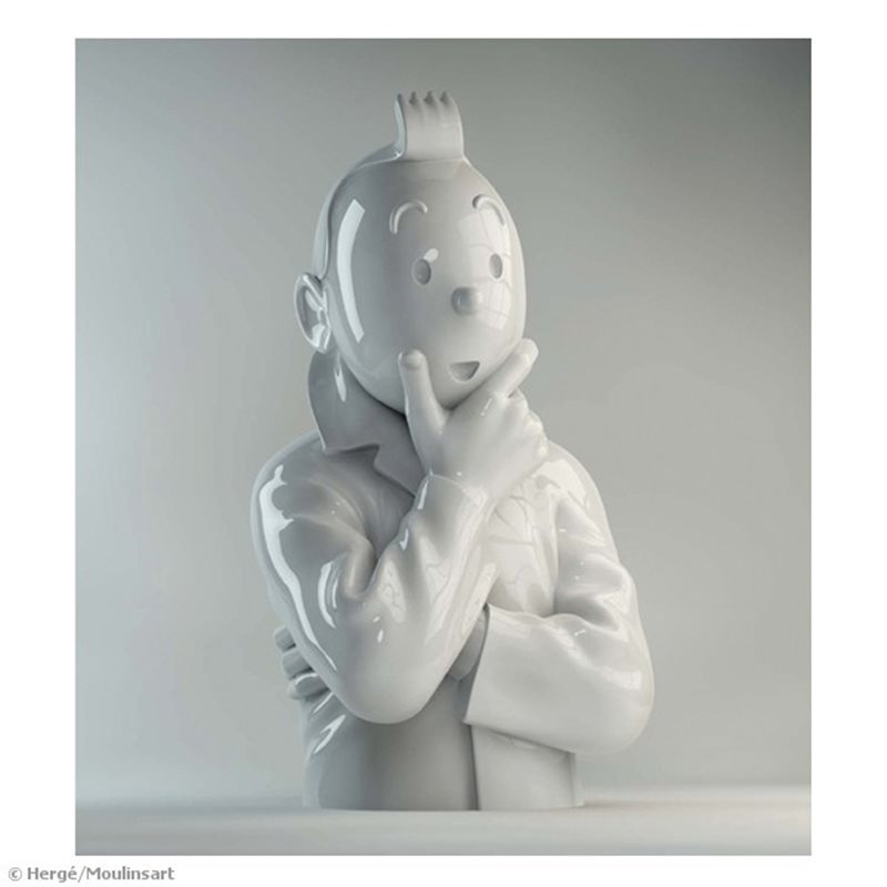 Tintin Statue: Porcelain-Bust Tintin, brillant (Moulinsart 44211)