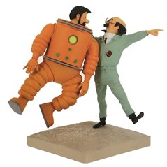 Tim und Struppi Comicfigur: Kapitän Haddock und Professor Bienlein als Astronauten, 22x21cm (Moulinsart 44024) 