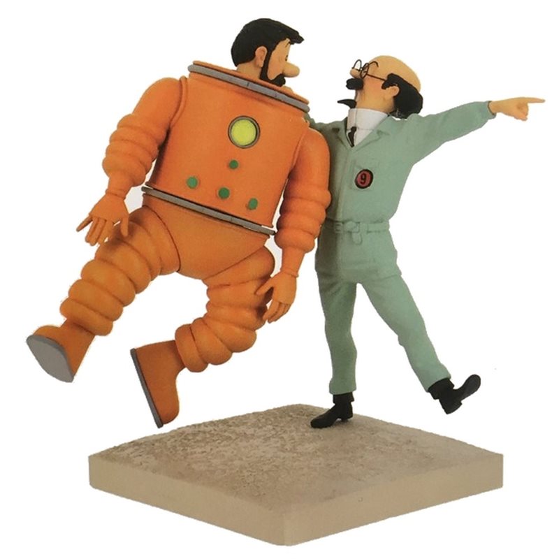 Tintin Statue Resin Fariboles: Haddock and Calculus as Astronauts (Moulinsart 44024)