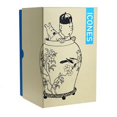 Tintin Statue Resin: Tintin and Snowy in The Chinese Vase Lotus Bleu, 20 cm (Moulinsart 46401)