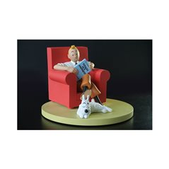 Tintin Statue Resin: Tintin and Snowy at home, 17 cm (Moulinsart 46404)