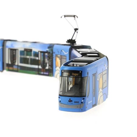 Tim und Struppi Comicfigur: Modell-Straßenbahn Belgische Tram STIB T3000, 1/87, 37cm (Moulinsart 29666)