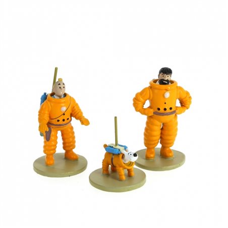 Tim & Struppi Metall Figur: Set mit Tim, Haddock & Struppi als Astronauten (Moulinsart 29255)