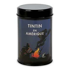 Tintin Ground Coffee Box: Tintin in America colorized, Campfire (Moulinsart 17006)