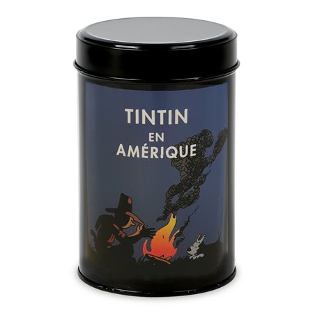Tintin Ground Coffee Box: Tintin in America colorized, Campfire (Moulinsart 17006)