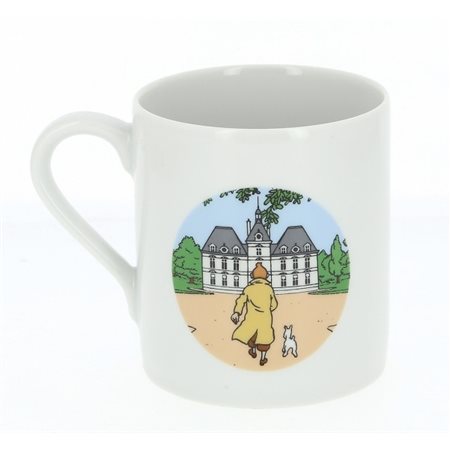 Tim und Struppi Tasse: Tim mit Kapitän Haddock am Frühstück im Schloss Mühlenhof (Moulinsart 47984)