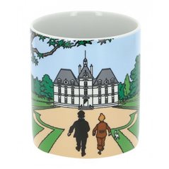 Tintin Mugs: Porcelain mug Tintin, Snowy with Haddock at Moulinsart Castle (Moulinsart 47985)