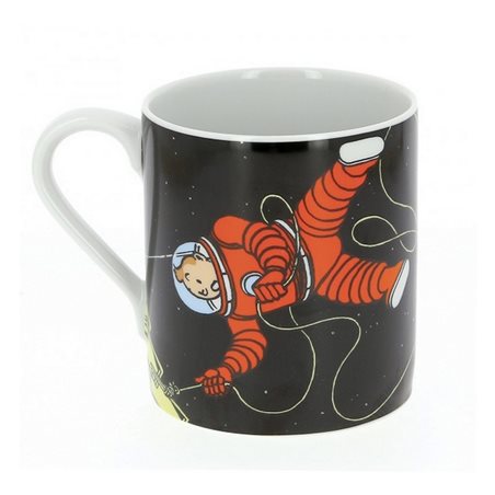 Tintin Mugs: Porcelain mug Tintin with Haddock Spacewalk (Moulinsart 47986)