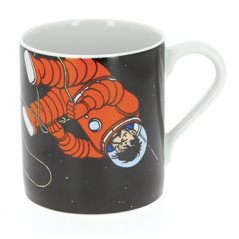 Tintin Mugs: Porcelain mug Tintin with Haddock Spacewalk (Moulinsart 47986)