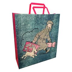 Tintin Bag: Recycled paper bag Tintin and Snowy ils arrivent, 36x32x11cm (Moulinsart 04241)