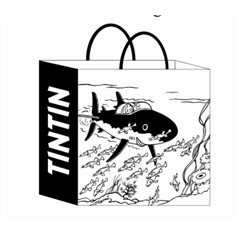 Tintin Bag: Recycled paper bag Tintin submarine, 42x20x44cm (Moulinsart 04243)