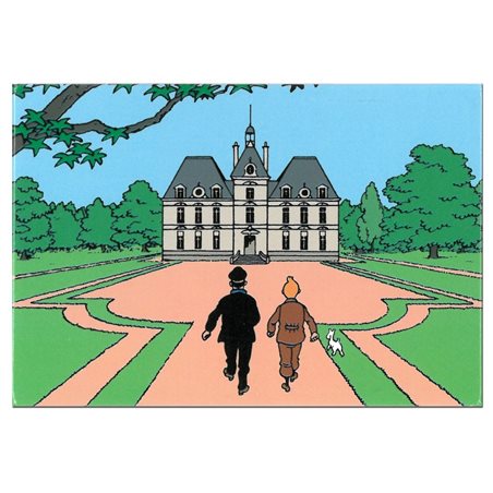 Tintin Magnet: Tintin and Snowy with Haddock at Moulinsart Castle (Moulinsart 16021)