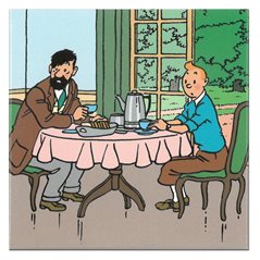 Tintin Magnet: Tintin having breakfast with Haddock at Moulinsart Castle (Moulinsart 16022)
