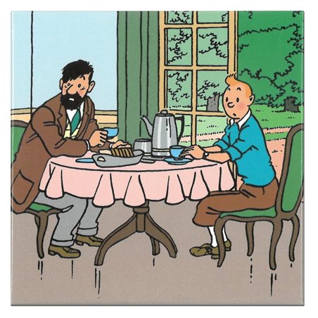 Tintin Magnet: Tintin having breakfast with Haddock at Moulinsart Castle (Moulinsart 16022)