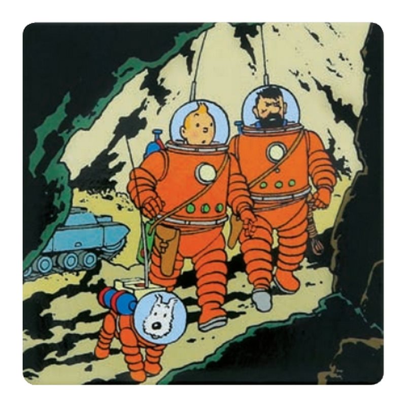 Tintin Magnet: Tintin with Haddock and Snowy on the Moon (Moulinsart 16025)