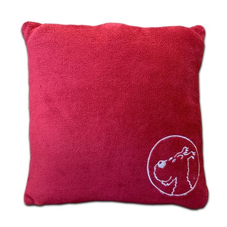 Tintin Cushion Snowy in red, 45x45 cm (Moulinsart 130347) 