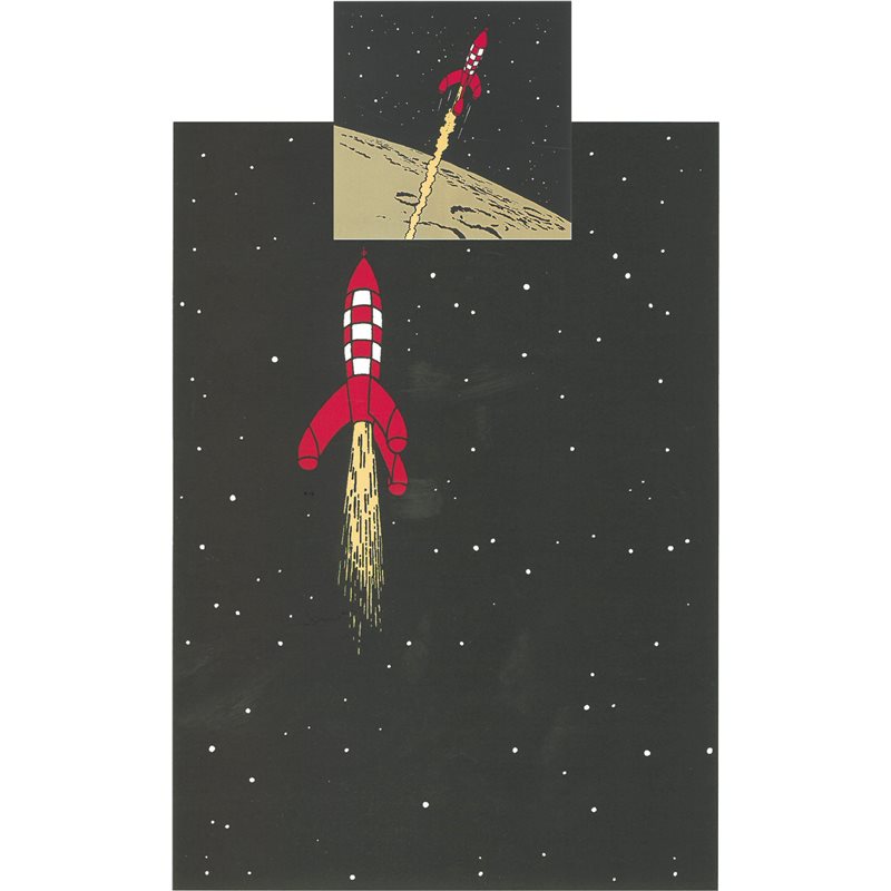Tintin Duvet Cover+Pillowcase Tintin The Moon Rocket (Moulinsart 130340) Tintin Duvet Cover+Pillowcase Tintin The Moon Rocket (Moulinsart 130340)