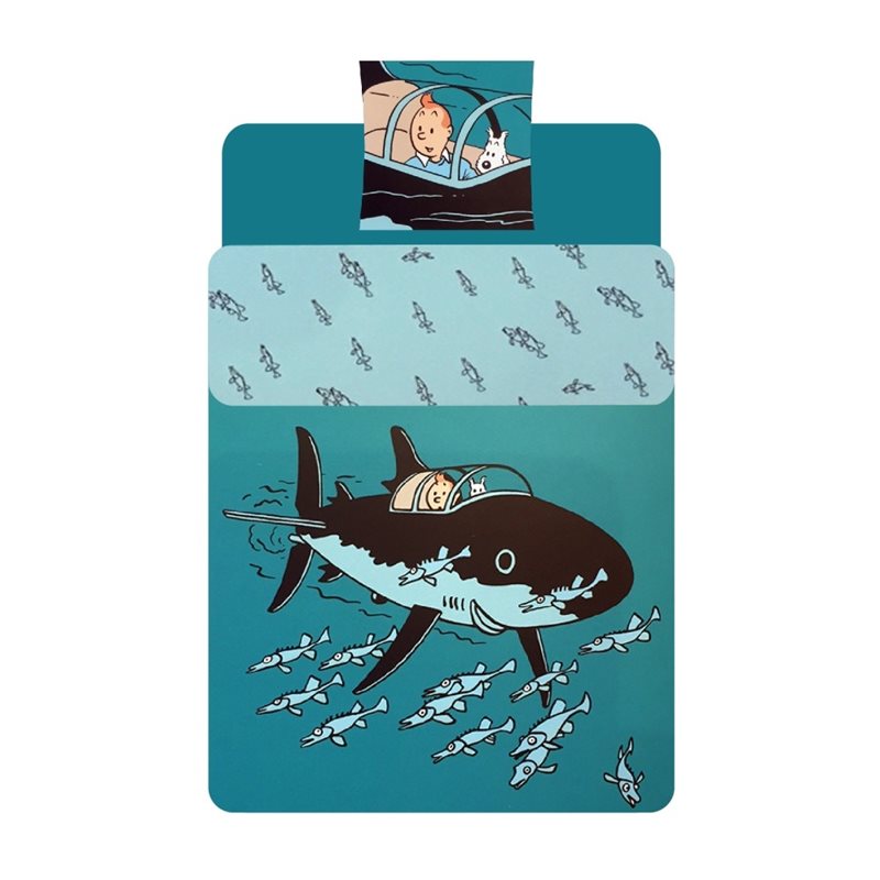 Tintin Duvet Cover and Pillowcase Tintin The Submarine Shark (Moulinsart 130328) Tintin Duvet Cover and Pillowcase Tintin The Submarine Shark (Moulinsart 130328)