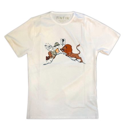 Tim und Struppi T-Shirt im Kongo mit Löwe, Größe M (Moulinsart 887)