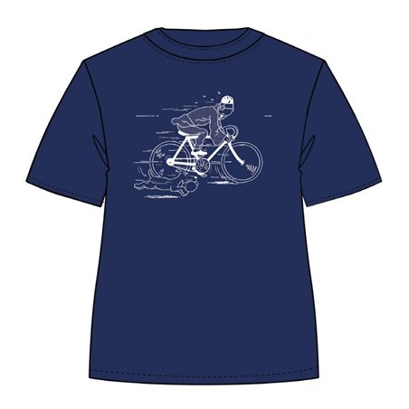 Tintin T-Shirt fleeing on a bike with Snowy, Size S-XL (Moulinsart 884069) 