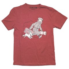 Tintin T-Shirt Homecoming in Red, Size S-XL (Moulinsart 873) 