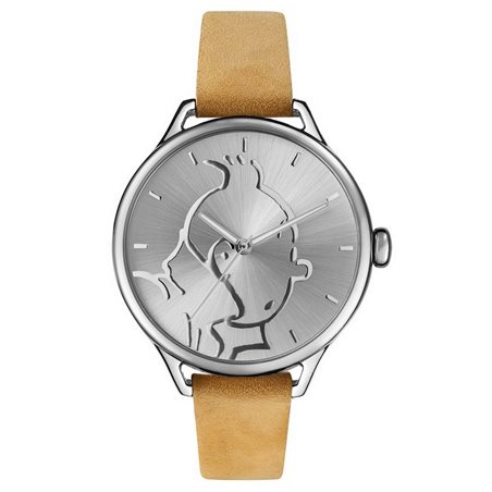Tim und Struppi Uhr: Leder Armbanduhr Classic Größe M (Moulinsart 82438)