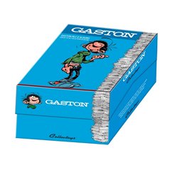 Gaston Lagaffe Statue Resin: Gaston leaning on a stack of comics, 17cm (Plastoy 321) 