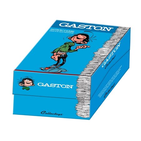 Gaston Lagaffe Statue Resin: Gaston leaning on a stack of comics, 17cm (Plastoy 321) 