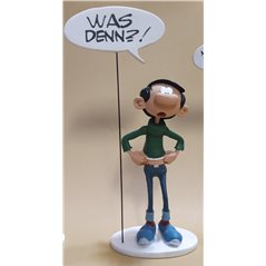 Gaston Lagaffe Statue Resin: Gaston holding sign "Was Denn!?" (Plastoy 287)