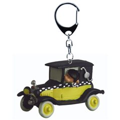 Gaston Lagaffe Keychain: Gaston in his car Fiat 509, 7cm (Plastoy)