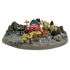Smurf Figurine Collectible Scene: Smurf Village with Johan & Peewit from the Smurfs And The Magic Flute (Pixi 2715)