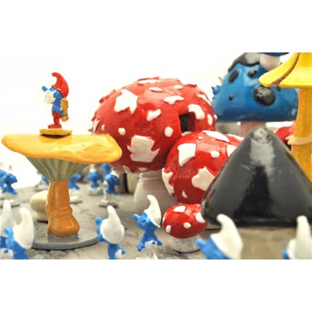 Smurf Figurine Collectible Scene: Smurf Village with Johan & Peewit from the Smurfs And The Magic Flute (Pixi 2715)