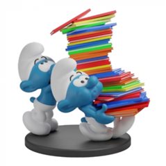 Smurf Statue Resin: The Smurfs with a stack of books, 20 cm (Plastoy 00425)
